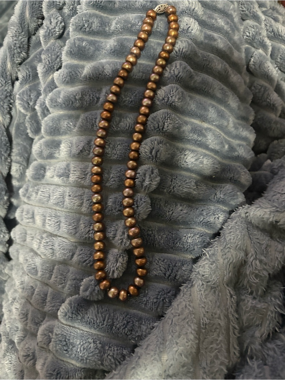 Handcrafted Bronze Pearl Bead Necklace - Women Jewelry